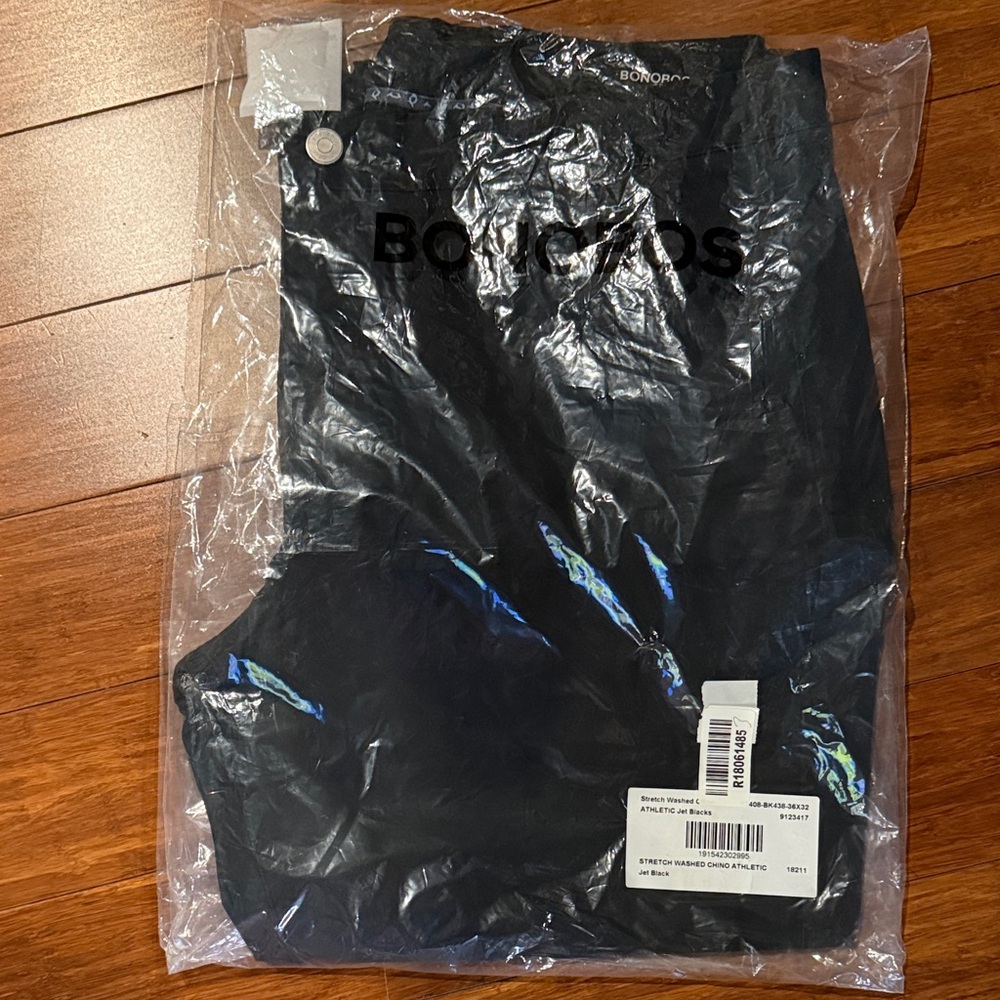 Bonobos Jet Black Stretch Washed Chino Athletic 36/32